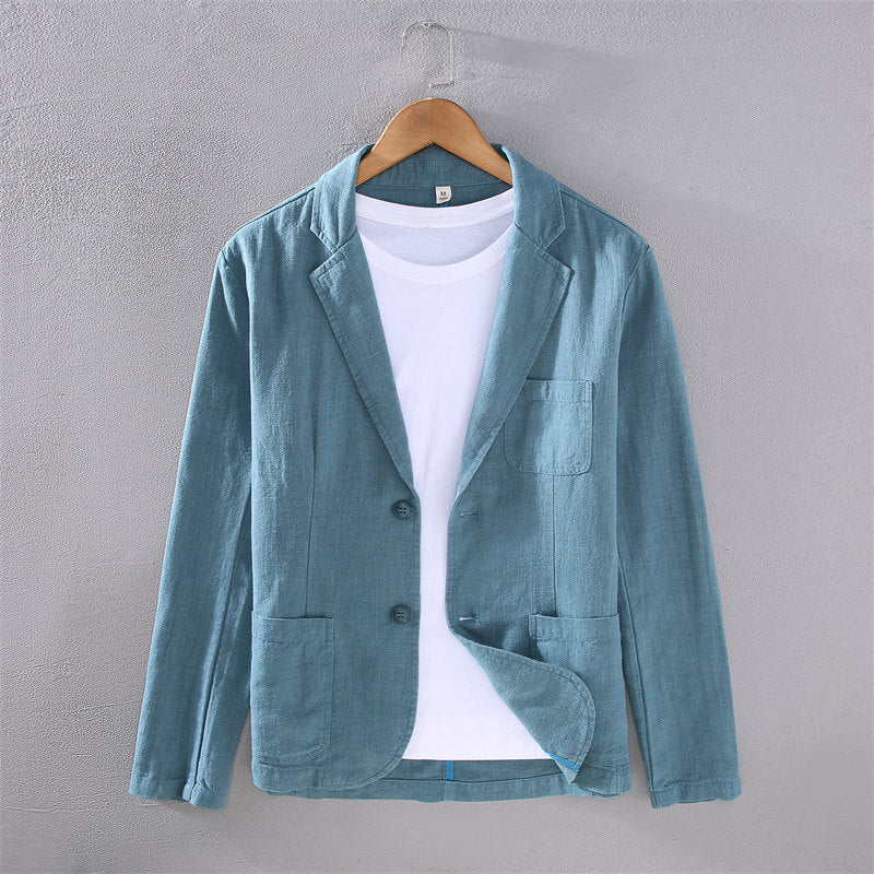 Casual Solid Color Ramie Suit Jacket