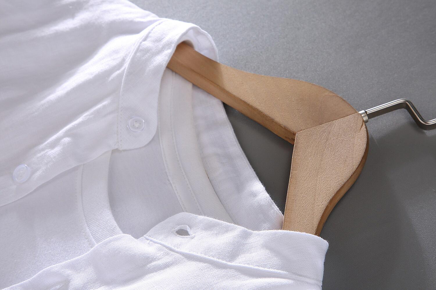 Vintage Linen Long Sleeve Stand Collar Shirt