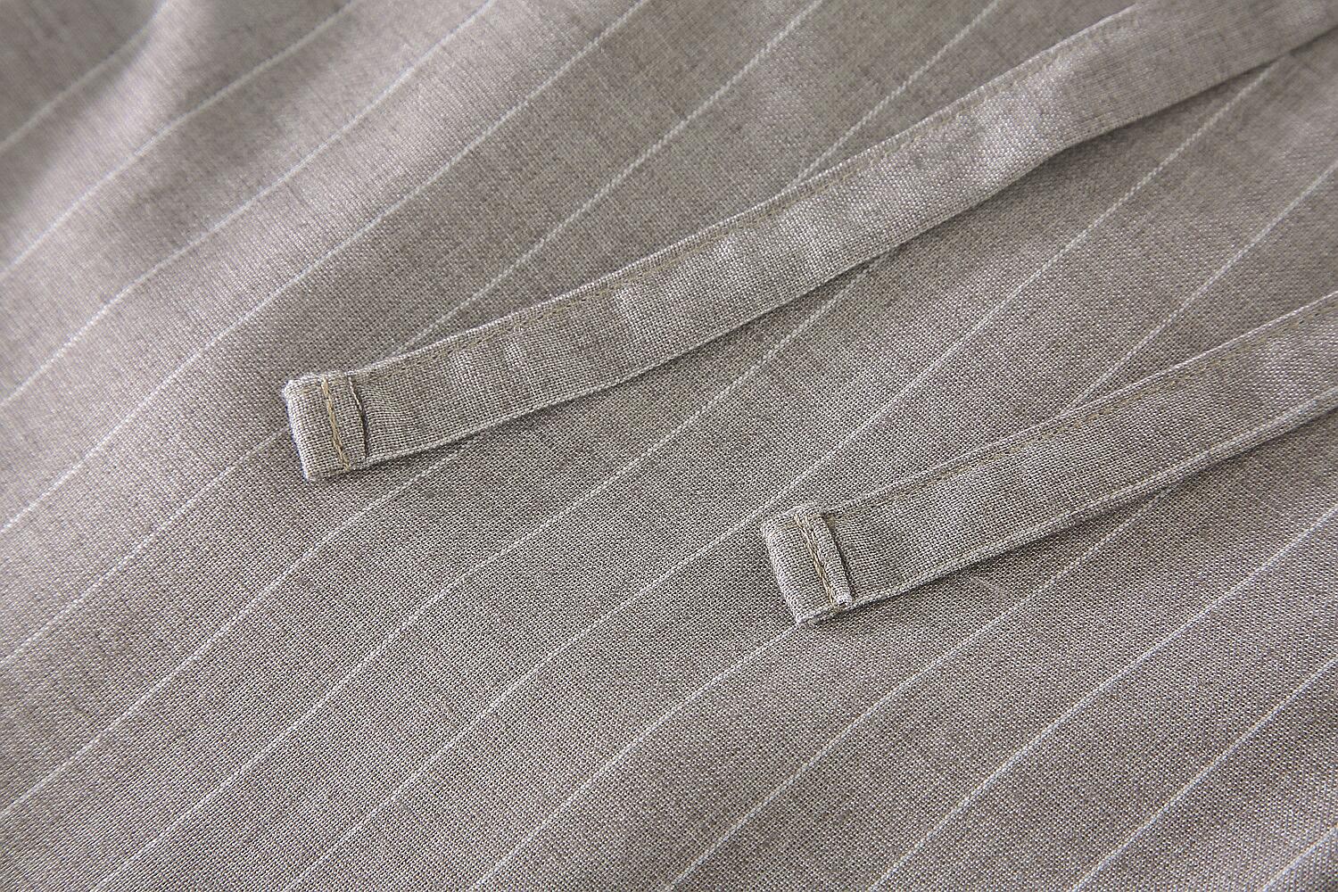Linen Striped Drawstring Cropped Pants