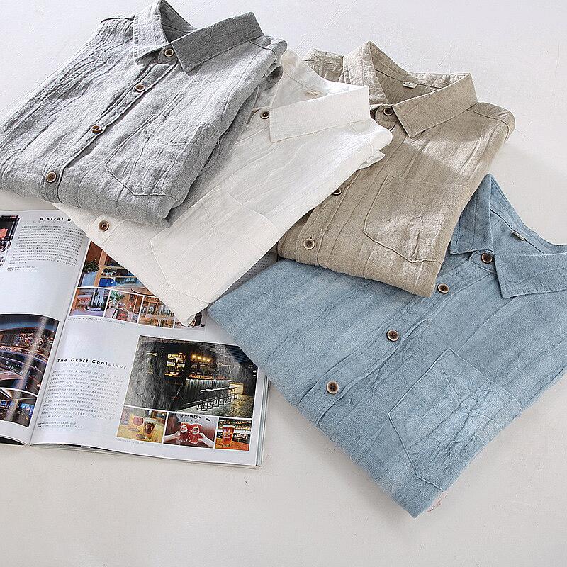 Vintage Linen Short Sleeve Shirt - Slim Fit, Lightweight